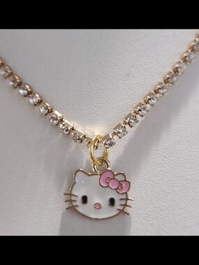 Hello Kitty Gold-Tone Pink Bow Pendant Necklace